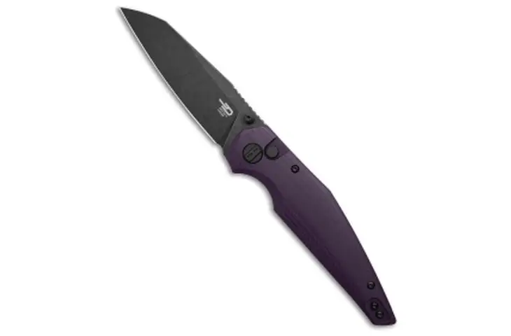 Bestech Knives Snakebird Button Lock Knife Purple G-10 3.5 Black Stonewash F66DE3E4